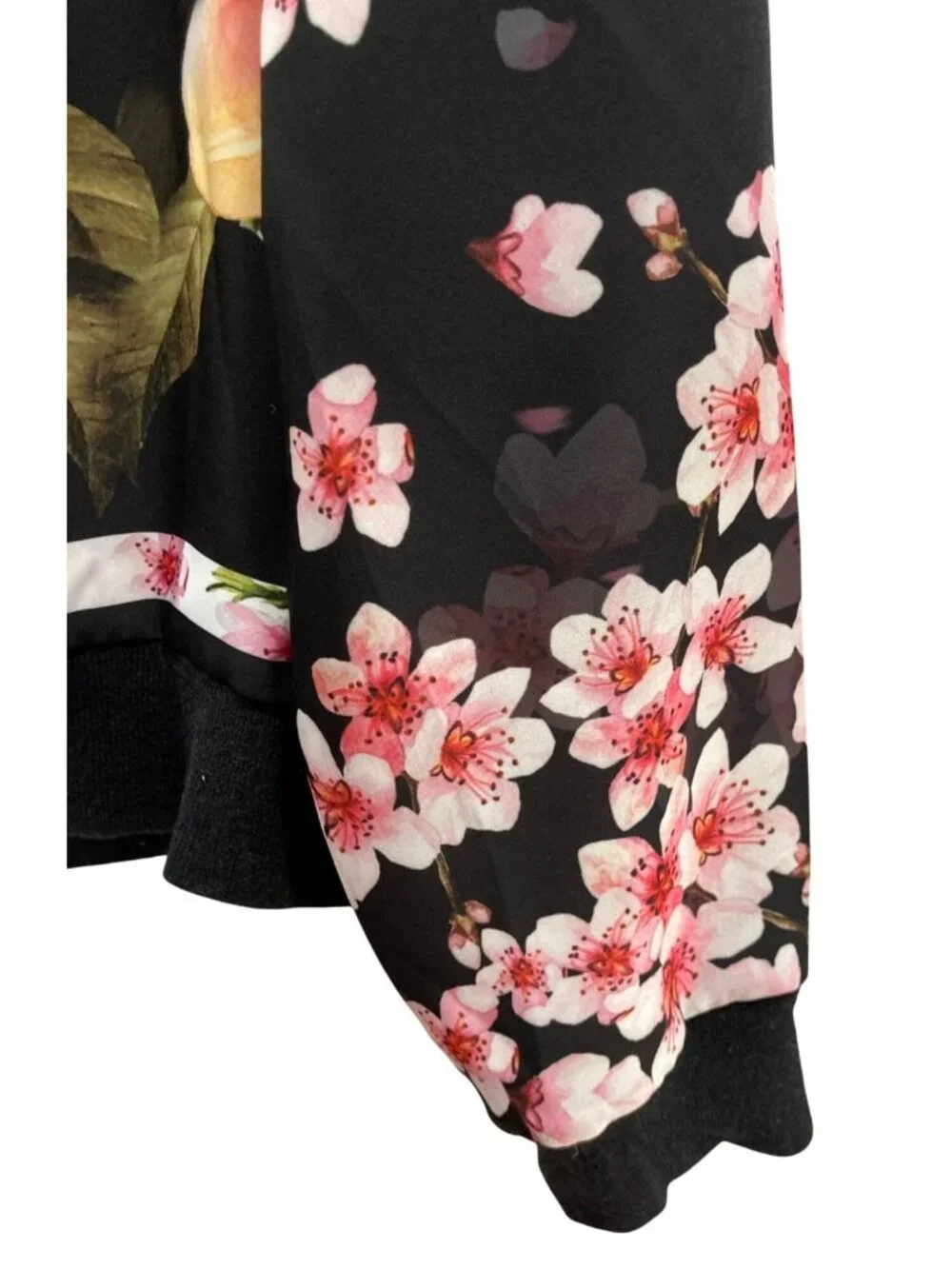 Ted Baker Peach Blossom Woven Bomber Jacket 5 L Black Wool Feminine Whimsygoth